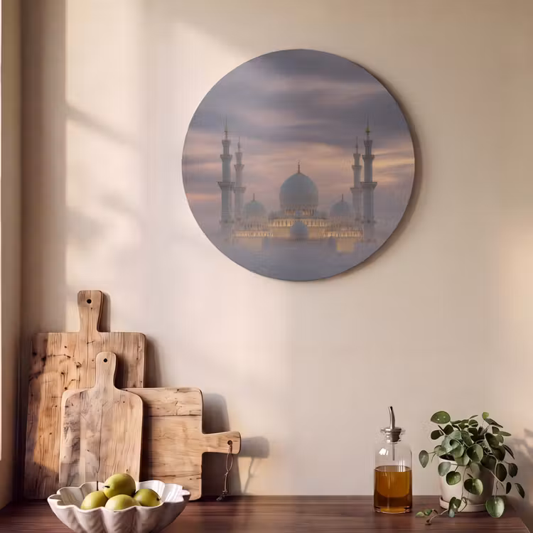 Akoestisch schilderij rond - Zonsondergang - Moskee - Wolken - Islamitisch — 4