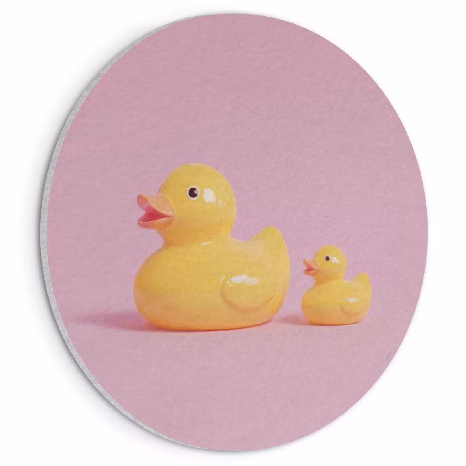 Akoestisch schilderij rond - Eendjes - Vrolijk - Roze — 1