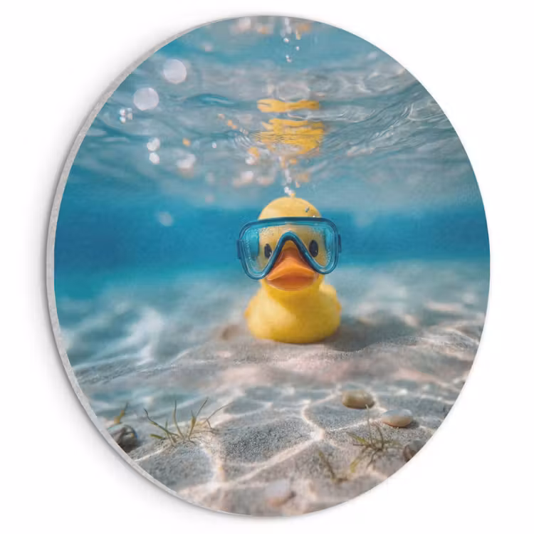 Akoestisch schilderij rond - Duikbril - Eend - Water — 1
