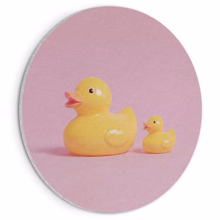 Akoestisch schilderij rond - Eendjes - Vrolijk - Roze — 1
