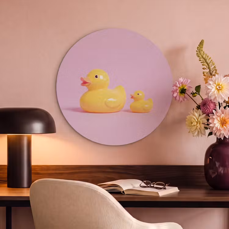 Akoestisch schilderij rond - Eendjes - Vrolijk - Roze — 2