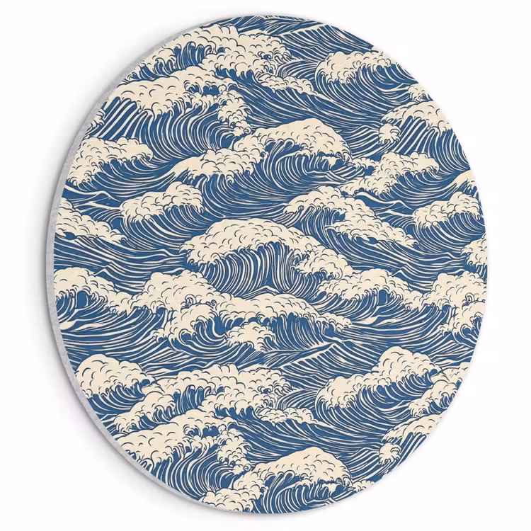Akoestisch schilderij rond - Golven - Klassiek - Blauw — 1