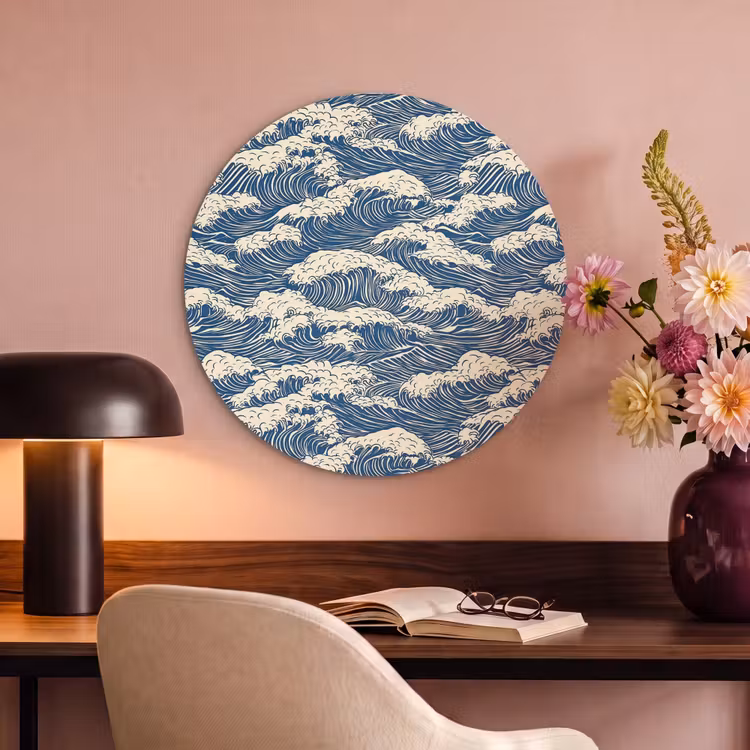Akoestisch schilderij rond - Golven - Klassiek - Blauw — 2