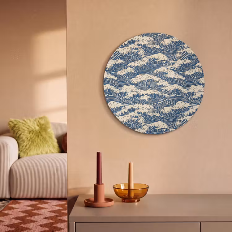 Akoestisch schilderij rond - Golven - Klassiek - Blauw — 3