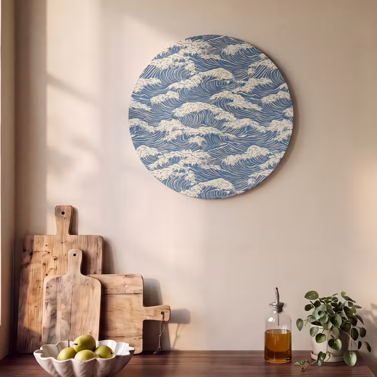 Akoestisch schilderij rond - Golven - Klassiek - Blauw — 4