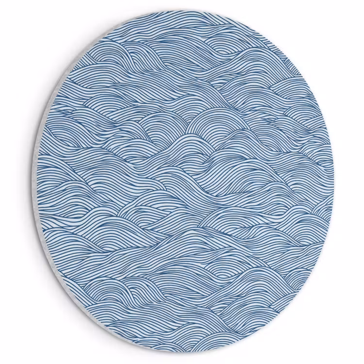 Akoestisch schilderij rond - Golven - Ritmisch - Blauw — 1
