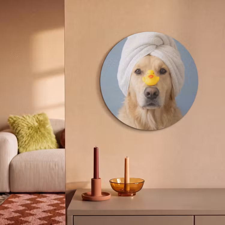 Akoestisch schilderij rond - Hond - Badeend - Geel — 3