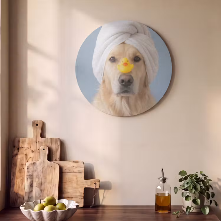 Akoestisch schilderij rond - Hond - Badeend - Geel — 4