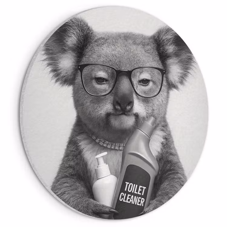 Akoestisch schilderij rond - Koala - Bril - Toilet — 1