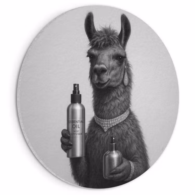 Akoestisch schilderij rond - Lama - Flessen - Zwart - Wit — 1
