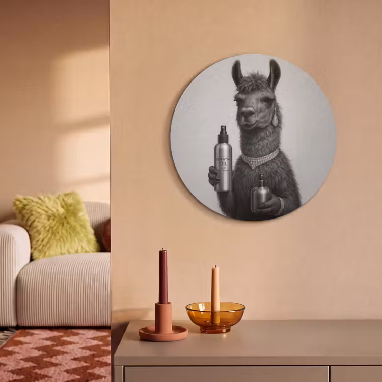 Akoestisch schilderij rond - Lama - Flessen - Zwart - Wit — 3