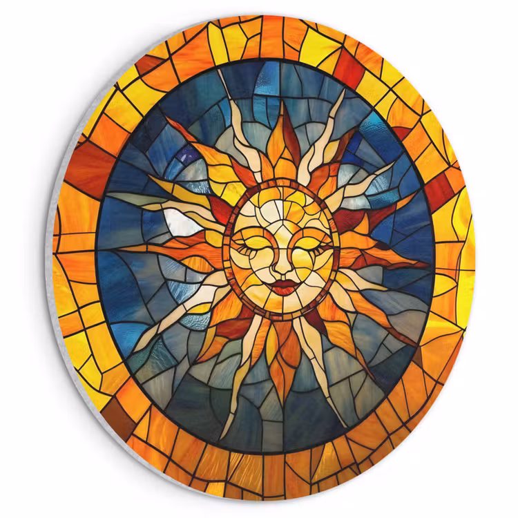 Akoestisch schilderij rond - Mozaïek - Zon - Geel - Cirkel — 1