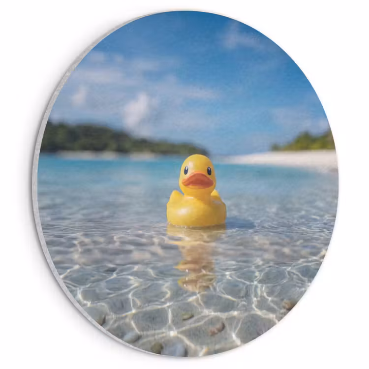 Akoestisch schilderij rond - Tropisch - Badeend - geel — 1