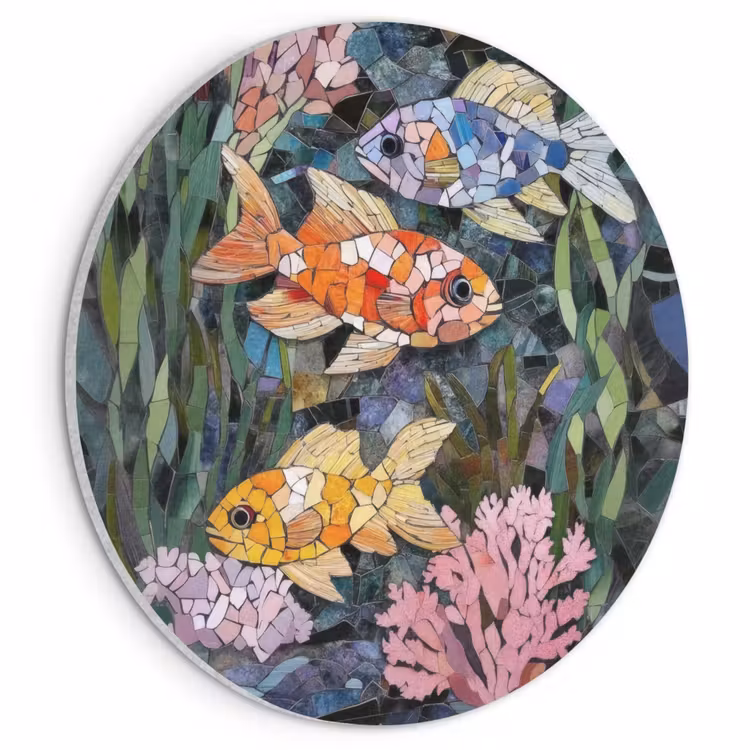 Akoestisch schilderij rond - Vissen - Koraal - Zee - Mozaïek — 1