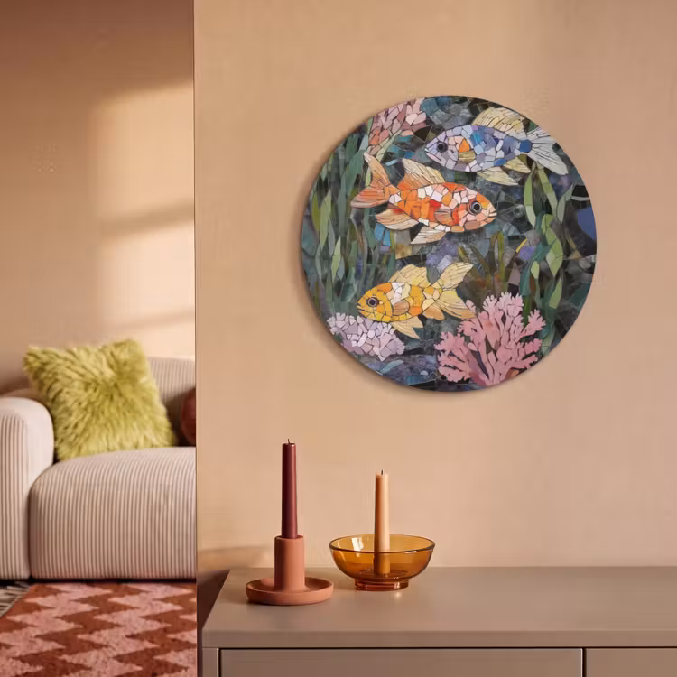Akoestisch schilderij rond - Vissen - Koraal - Zee - Mozaïek — 3