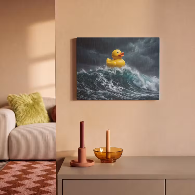 Akoestisch schilderij - Storm - Badeend - Golven — 2