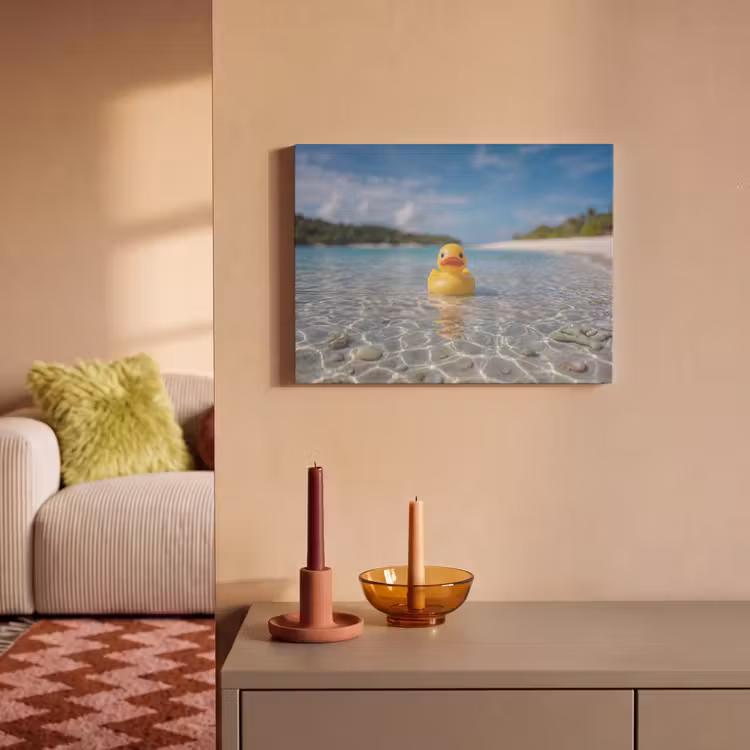 Akoestisch schilderij - Tropisch - Badeend - geel — 2