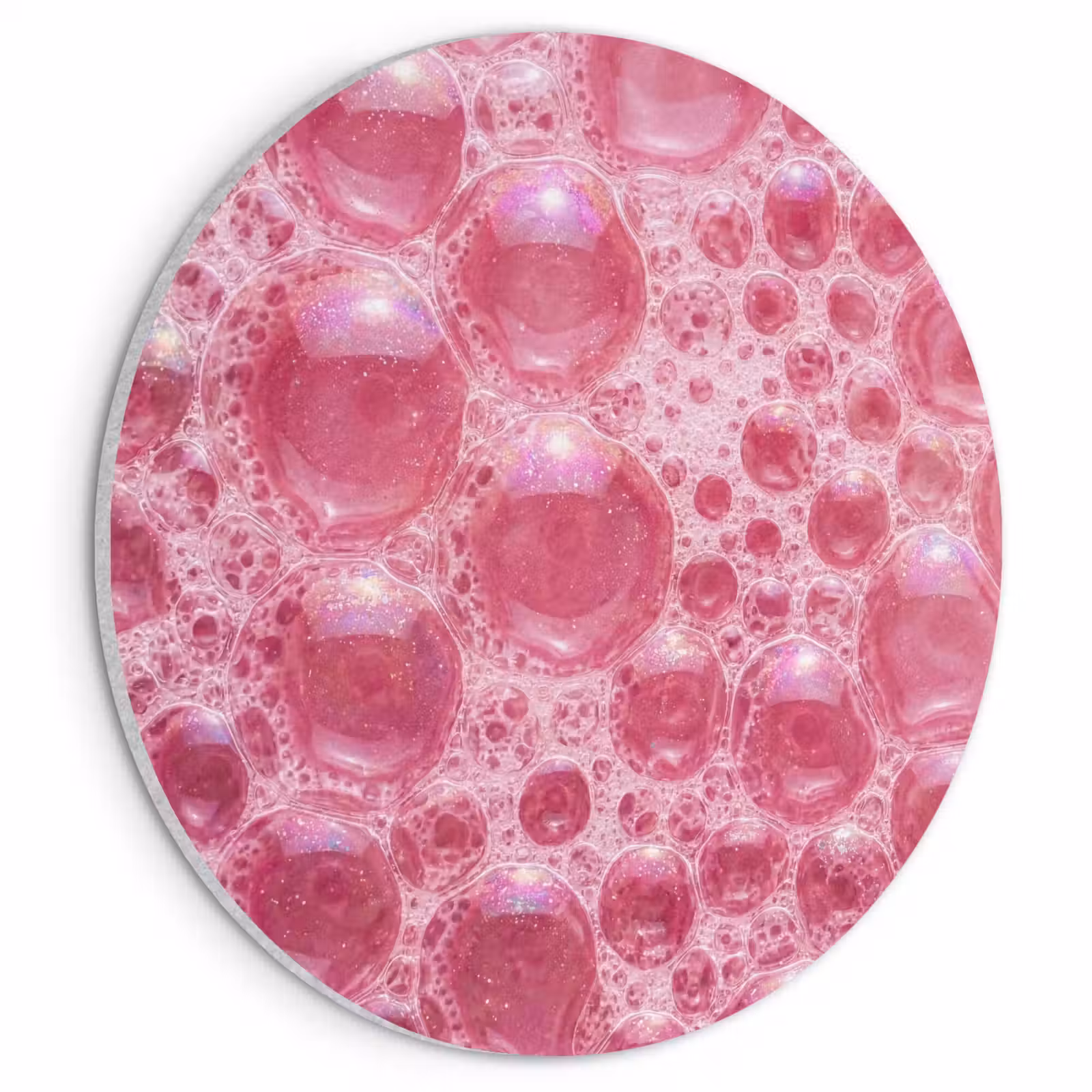Akoestisch schilderij rond - Roze - Schuim - Bubbels — 1