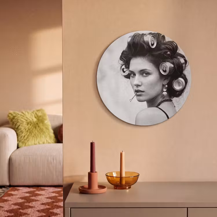 Akoestisch schilderij rond - Edgy - Vrouw - Zwart - Wit — 3
