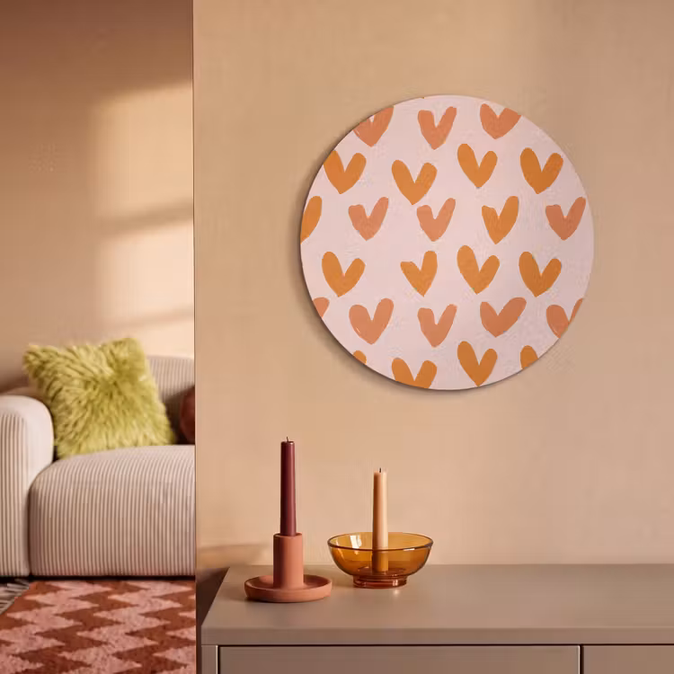 Akoestisch schilderij rond - Hartjes - Getekend - Oranje — 3
