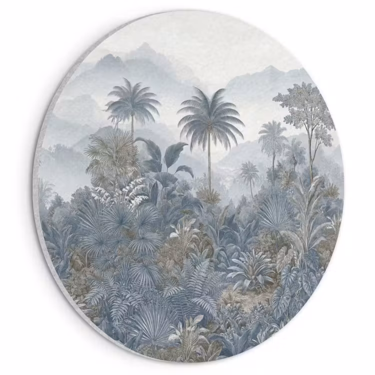 Akoestisch schilderij rond - Jungle - Landschap - Blauw — 1