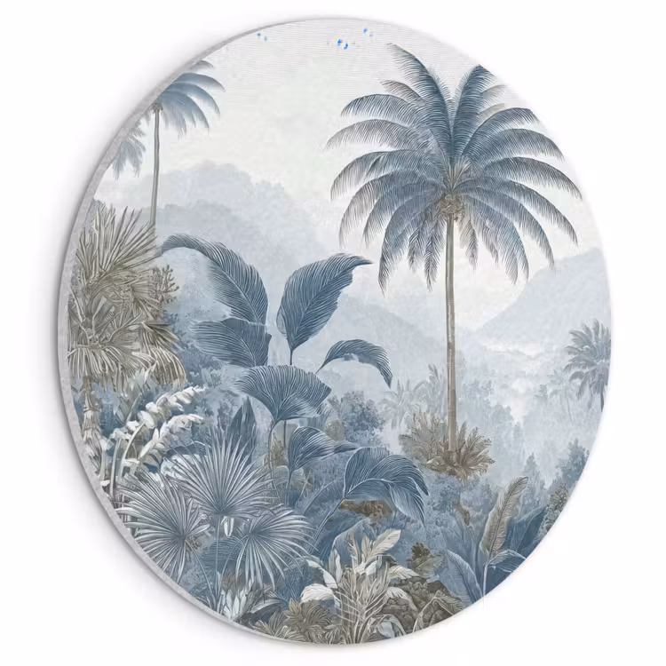 Akoestisch schilderij rond - Jungle - Modern - Blauw - Groen — 1