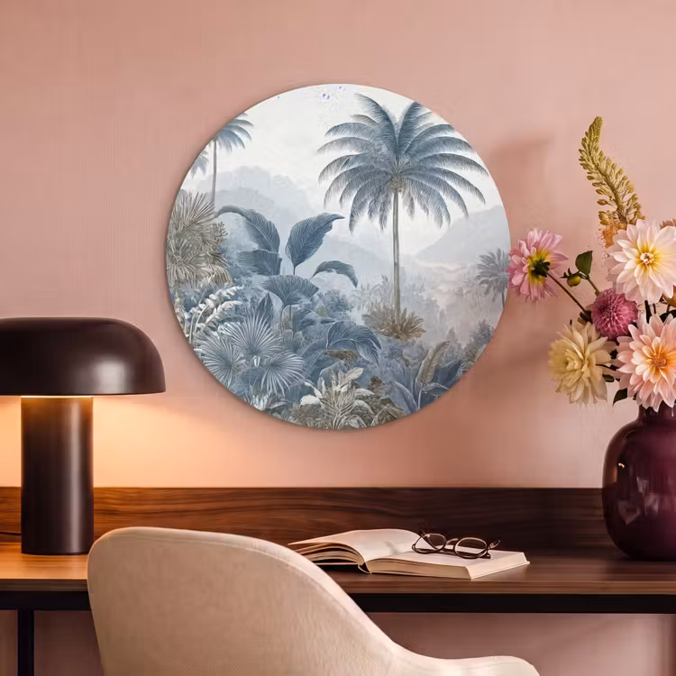 Akoestisch schilderij rond - Jungle - Modern - Blauw - Groen — 2