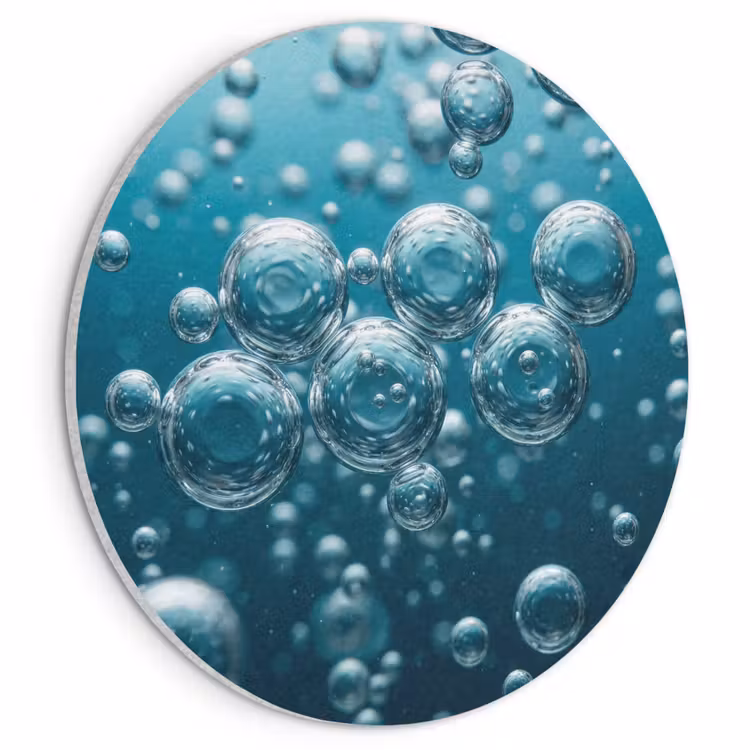 Akoestisch schilderij rond - Luchtbellen - Dynamisch - Blauw — 1
