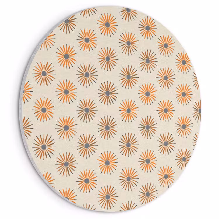 Akoestisch schilderij rond - Madelief - Patroon - Oranje — 1