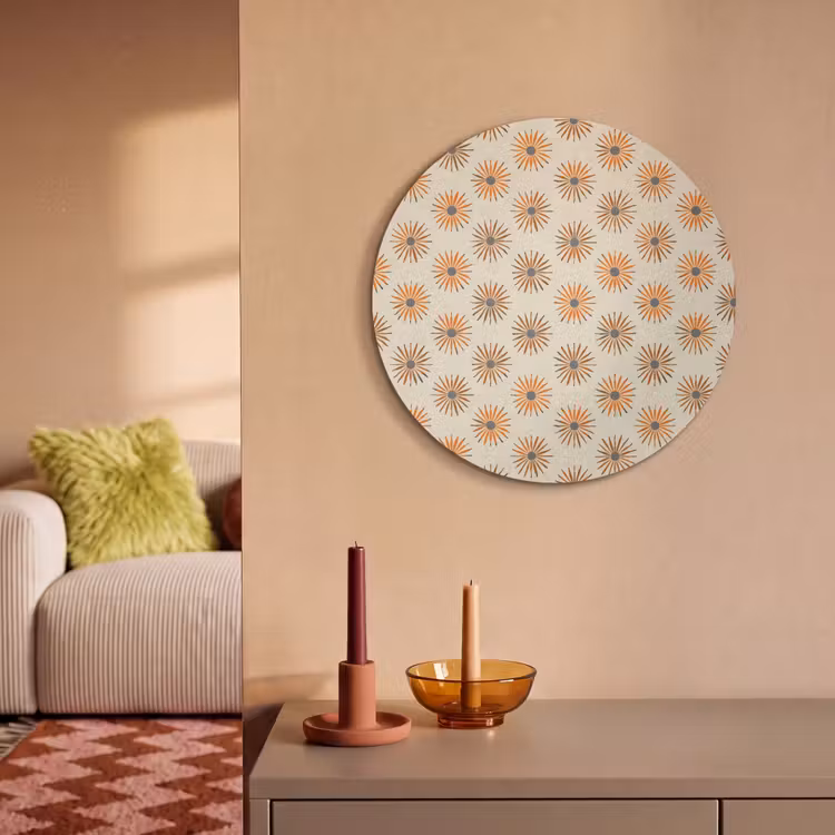 Akoestisch schilderij rond - Madelief - Patroon - Oranje — 3
