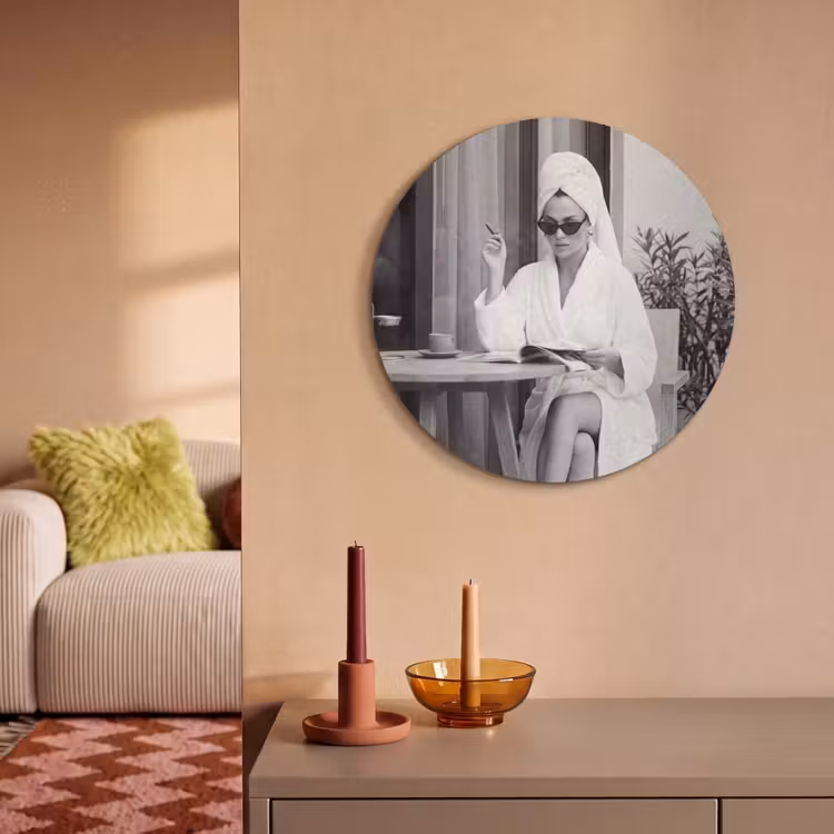 Akoestisch schilderij rond - Modern - Vrouw - Zwart - Wit — 3