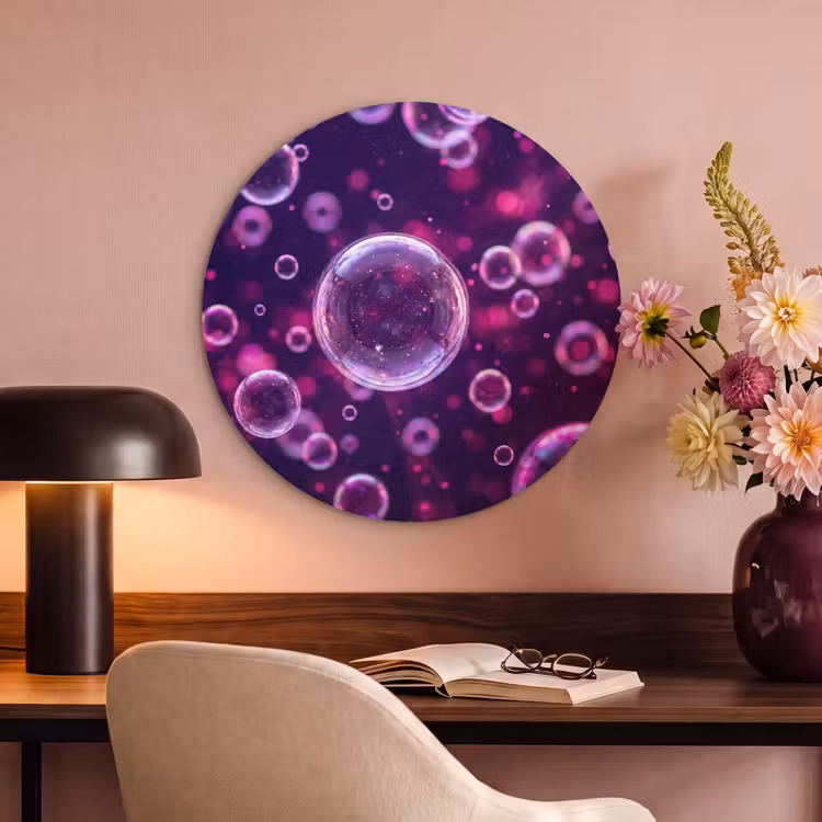 Akoestisch schilderij rond - Paars - Bubbels - Schuim — 2