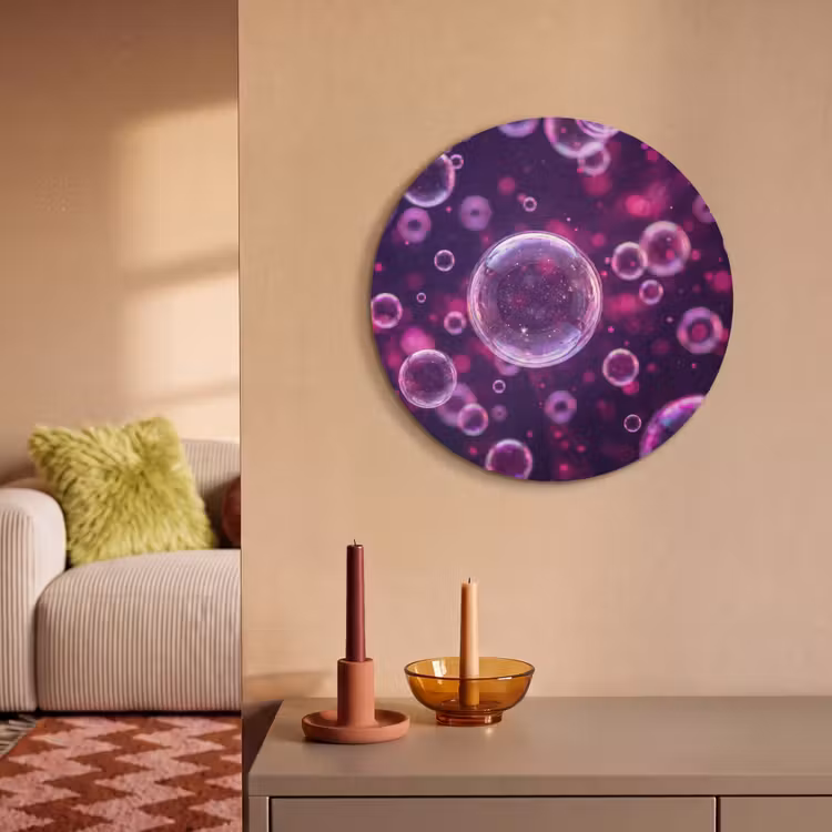 Akoestisch schilderij rond - Paars - Bubbels - Schuim — 3