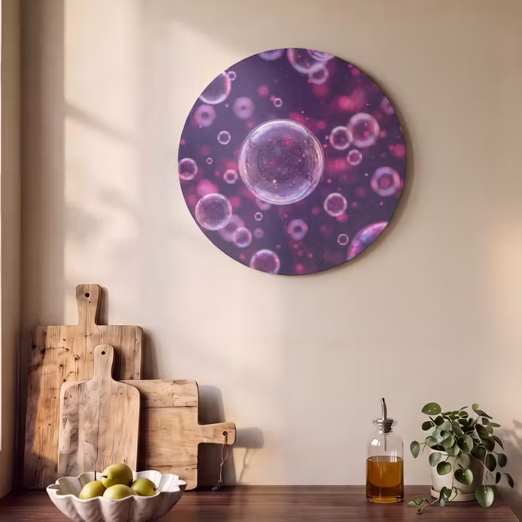 Akoestisch schilderij rond - Paars - Bubbels - Schuim — 4
