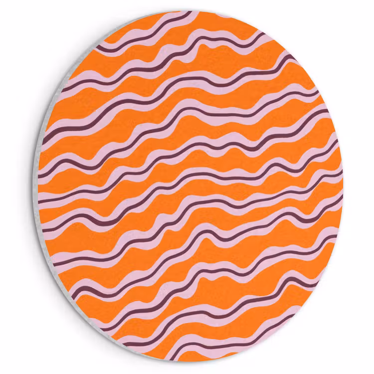 Akoestisch schilderij rond - Retro - Golvend - Oranje — 1