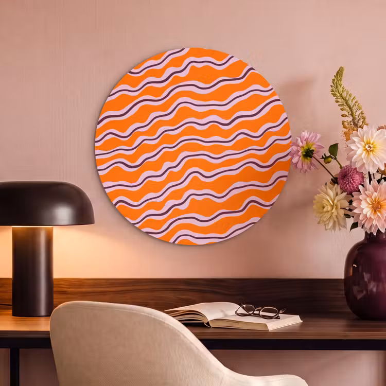Akoestisch schilderij rond - Retro - Golvend - Oranje — 2