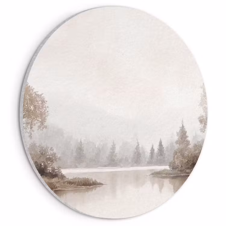 Akoestisch schilderij rond - Rivierlandschap - Minimalistisch - Aardetinten — 1