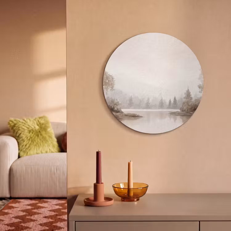 Akoestisch schilderij rond - Rivierlandschap - Minimalistisch - Aardetinten — 3