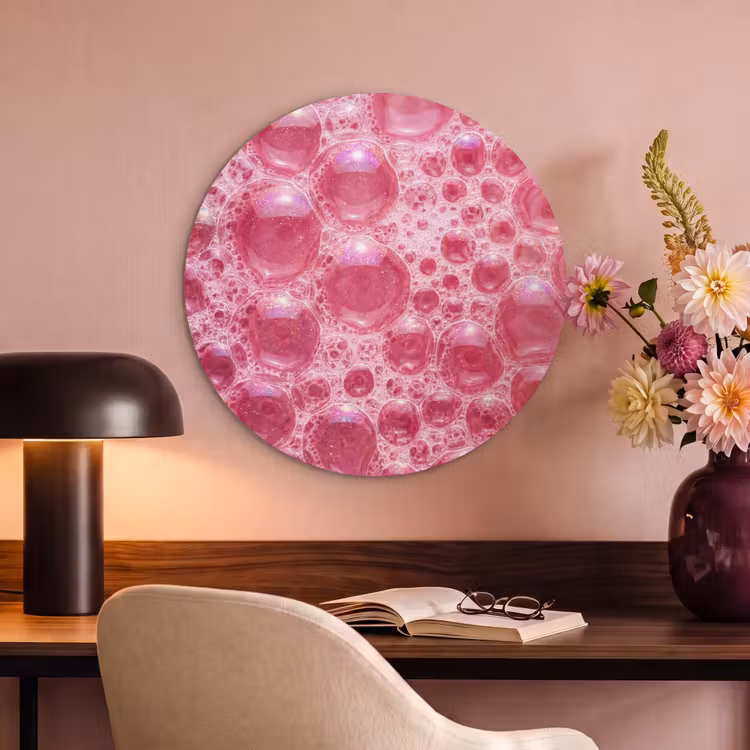 Akoestisch schilderij rond - Roze - Schuim - Bubbels — 2