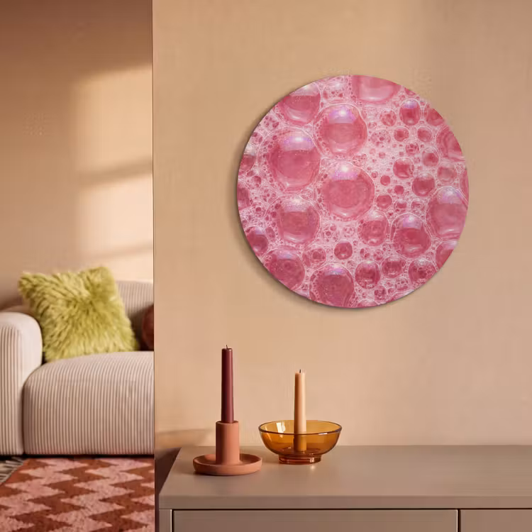 Akoestisch schilderij rond - Roze - Schuim - Bubbels — 3