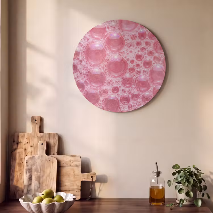 Akoestisch schilderij rond - Roze - Schuim - Bubbels — 4