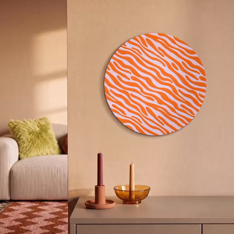 Akoestisch schilderij rond - Strepen - Dynamisch - Oranje — 3