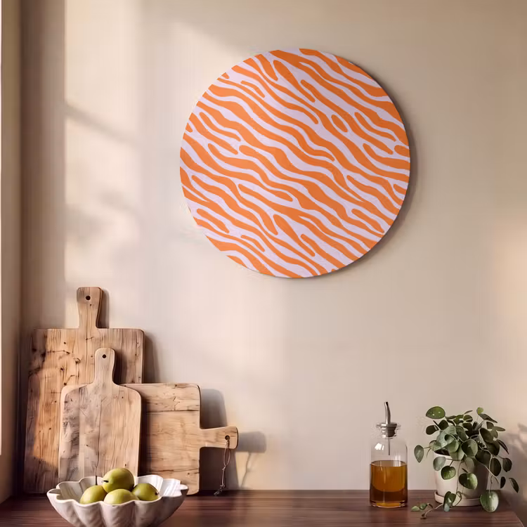 Akoestisch schilderij rond - Strepen - Dynamisch - Oranje — 4