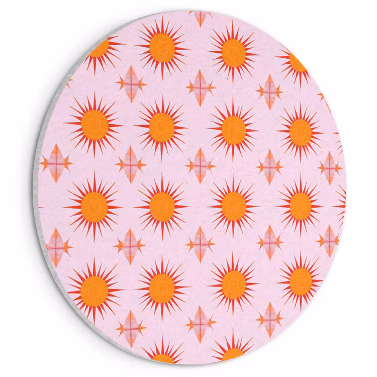 Akoestisch schilderij rond - Zon - Patroon - Roze — 1