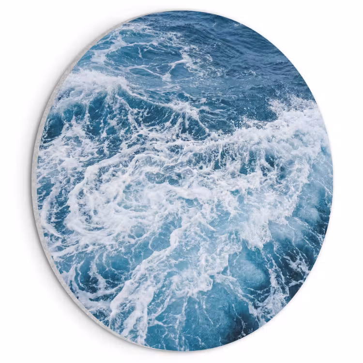 Akoestisch schilderij rond - Golven - Oceaan - Blauw — 1