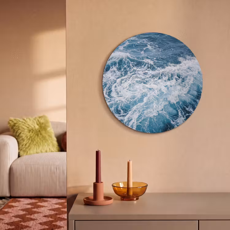 Akoestisch schilderij rond - Golven - Oceaan - Blauw — 3