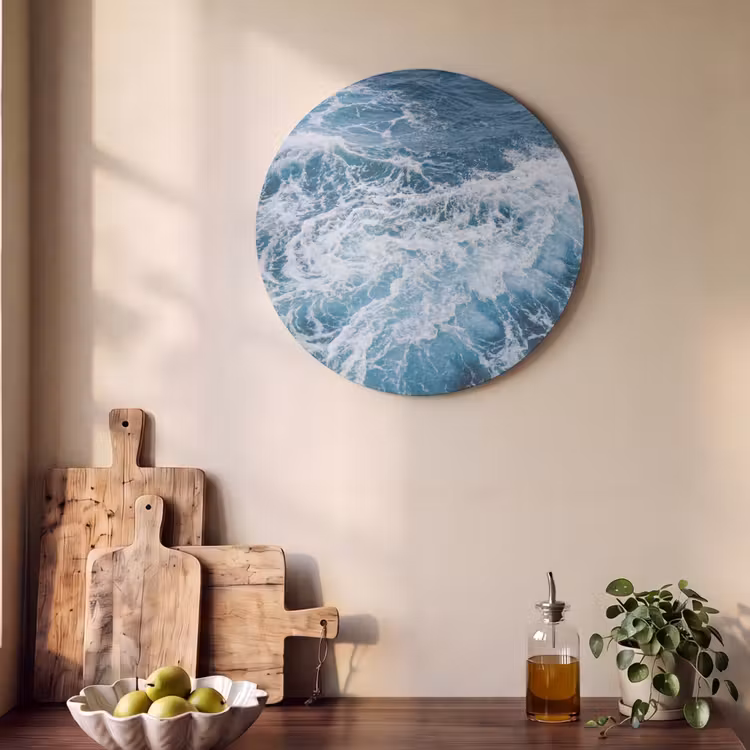 Akoestisch schilderij rond - Golven - Oceaan - Blauw — 4