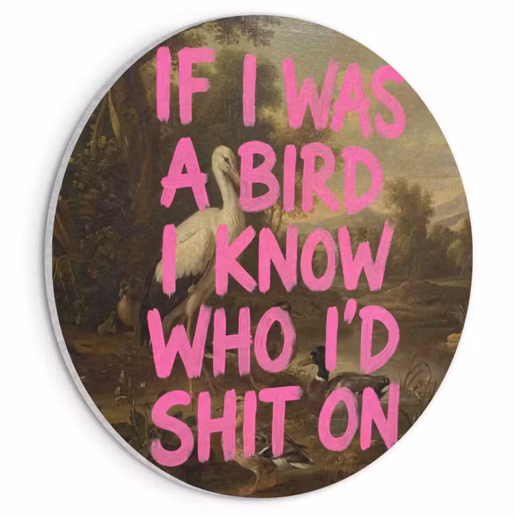Akoestisch schilderij rond - Klassiek - Humor - Roze — 1