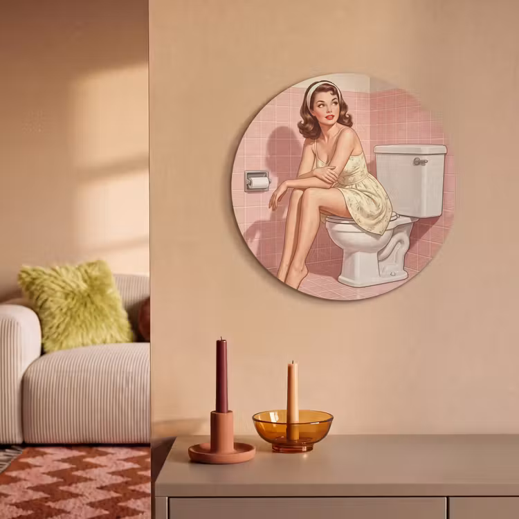 Akoestisch schilderij rond - Roze - Retro - Vrouw — 3