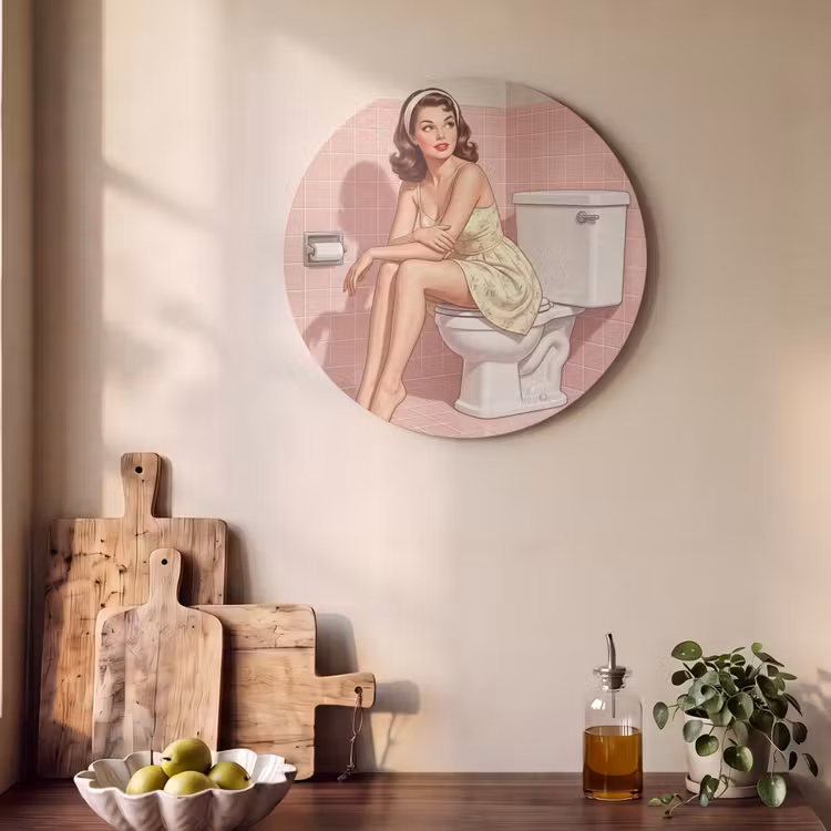 Akoestisch schilderij rond - Roze - Retro - Vrouw — 4